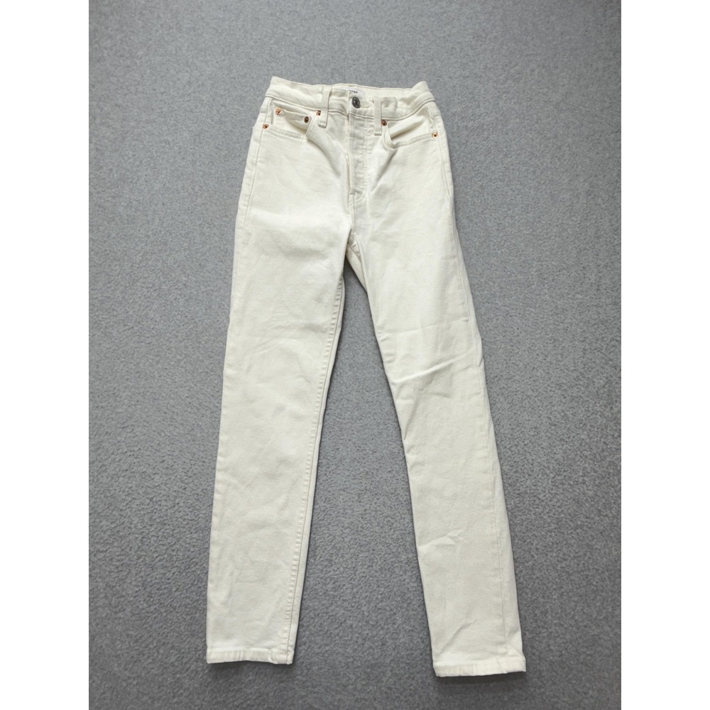 RE/DONE 90s High Rise Ankle Crop Jeans Womens 24 Vintage White‎ Stretch 24x27